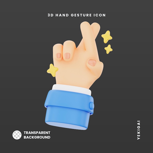 Gekruiste vinger 3d handgebaar icoon