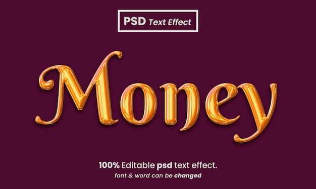 Geld 3d bewerkbaar premium psd-teksteffect