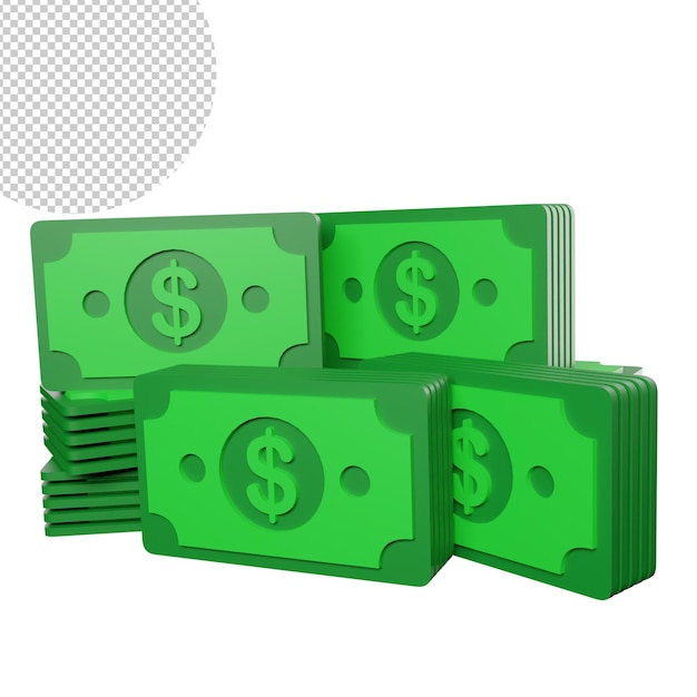 Geld 3d pictogram render gratis illustraion transparante achtergrond gratis illustratie