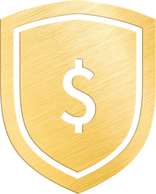 Geldbeschermingssymbool Badge of Gold Dollar Sign Shield Currency Transfer Icon Isolated Clipart