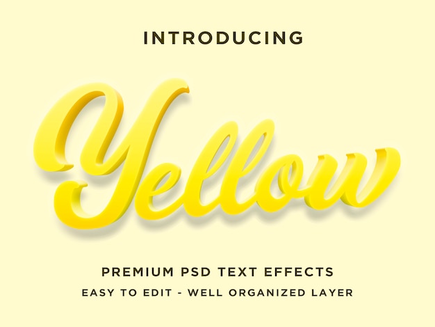 Gele 3d-tekststijleffect premium psd