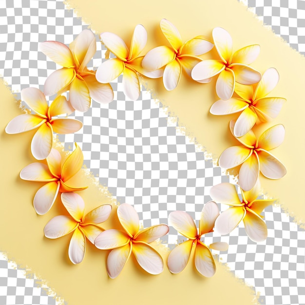 Gele frangipani-bloemen kunnen als rand- of raamversiering dienen