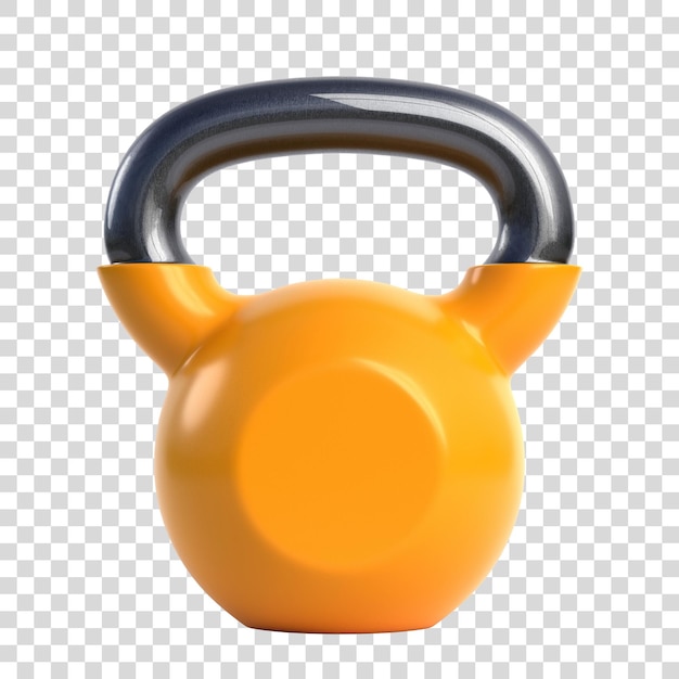 PSD gele kettlebell op witte achtergrond zware gewichten gym- en fitnessapparatuur 3d render
