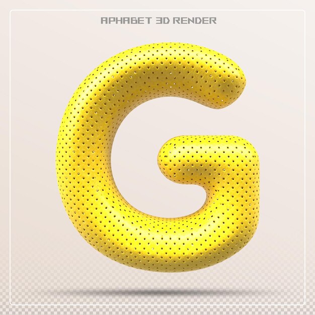 PSD gele letter g font bubble alphabet 3d render