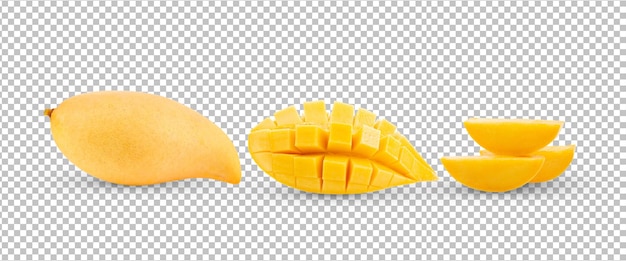 Gele mango geïsoleerd op alfalaag