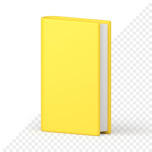 Gele papieren boekomslag staand lezen notities maken realistisch 3D-pictogram