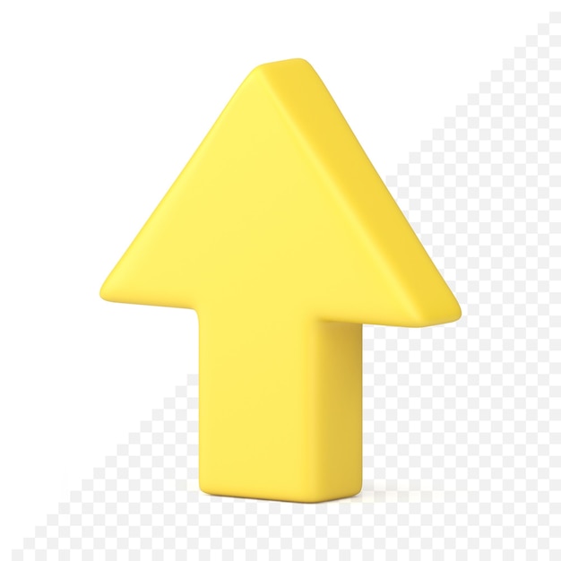 PSD gele pijl omhoog aanwijzer groei verhogen positieve trend zakelijke winst isometrische 3d-pictogram