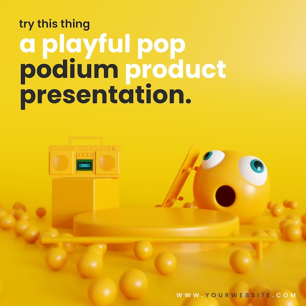 Gele pop podium productpresentatie