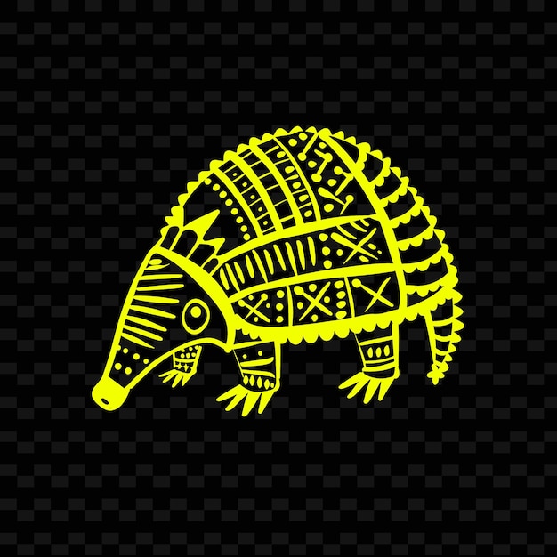 PSD gele schildpad met een patroon van het woord schildpad op een zwarte achtergrond