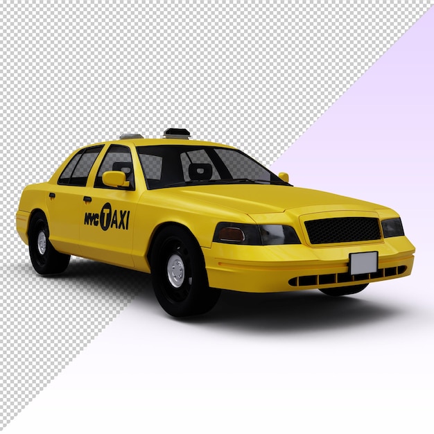 PSD gele taxi auto geïsoleerd