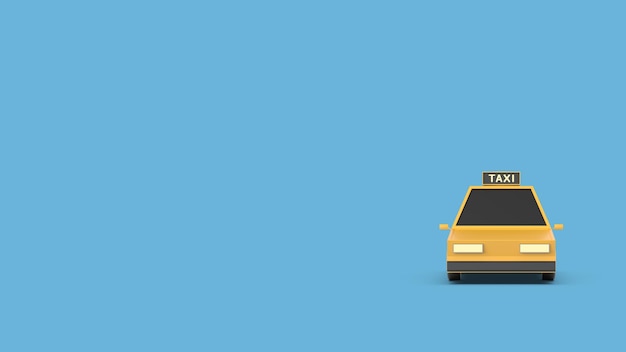 Gele taxi op blauwe achtergrond 3D-rendering