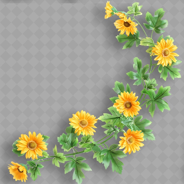 PSD gele zonnebloemen met het woord 