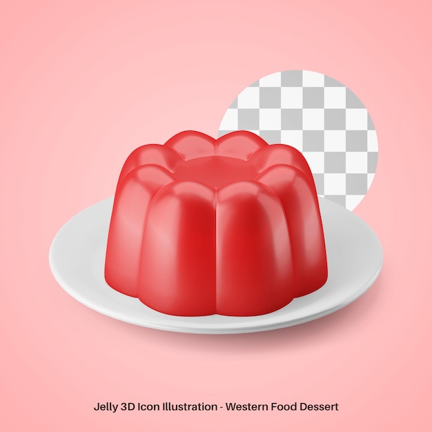 Gelei gelatine dessert op plaat westers eten 3d render pictogram illustratie geïsoleerd