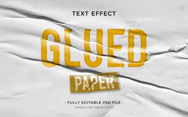 Gelijmd papier teksteffect