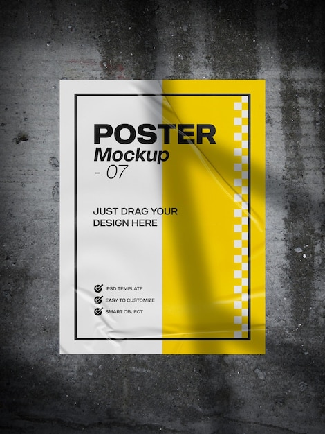 Gelijmd papiermodel voor posterontwerp PSD-sjabloon 07