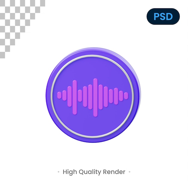 PSD geluidsgolven 3d-pictogram premium psd