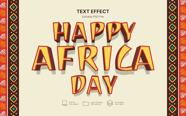 PSD gelukkig afrika dag tekst effect
