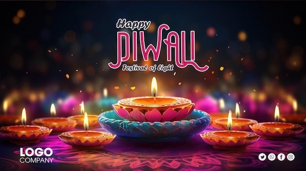 Gelukkig diwali-festival van lichte achtergrond