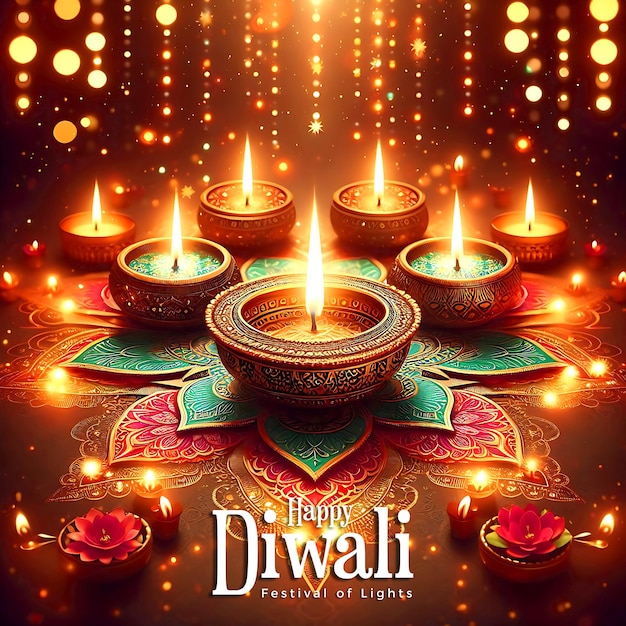 Gelukkig diwali festival van lichten achtergrondontwerp