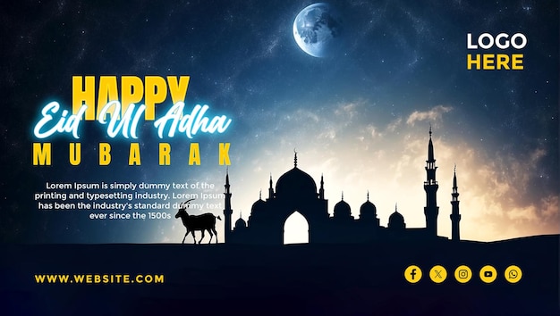 Gelukkig eid al adha mubarak bannerontwerp voor sociale media