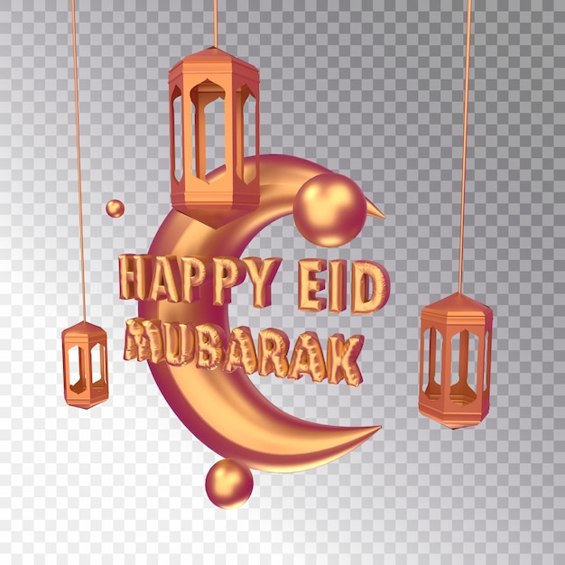 Gelukkig eid mubarak 3d illustratie rendering