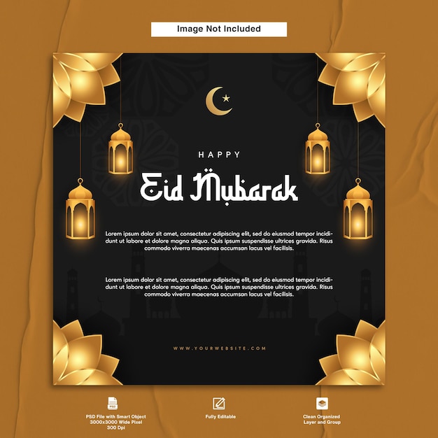 Gelukkig Eid Mubarak wenskaart ontwerp luxe minimalistische sjabloon