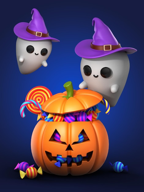 PSD gelukkig halloween 3d render illustratie