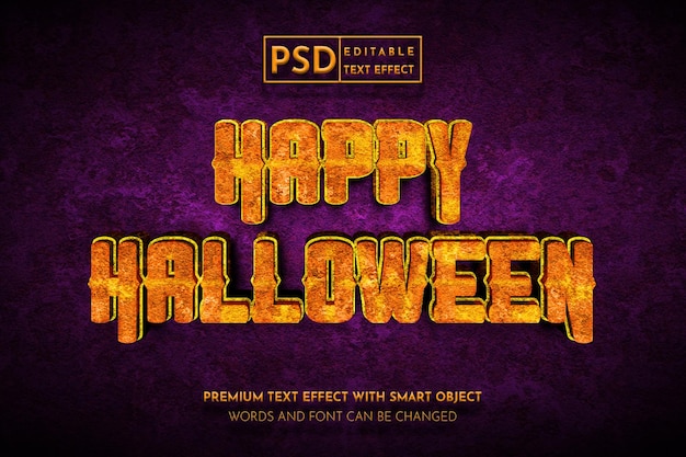 PSD gelukkig halloween bewerkbaar teksteffect