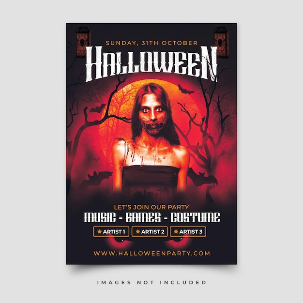 PSD gelukkig halloween flyer-sjabloon