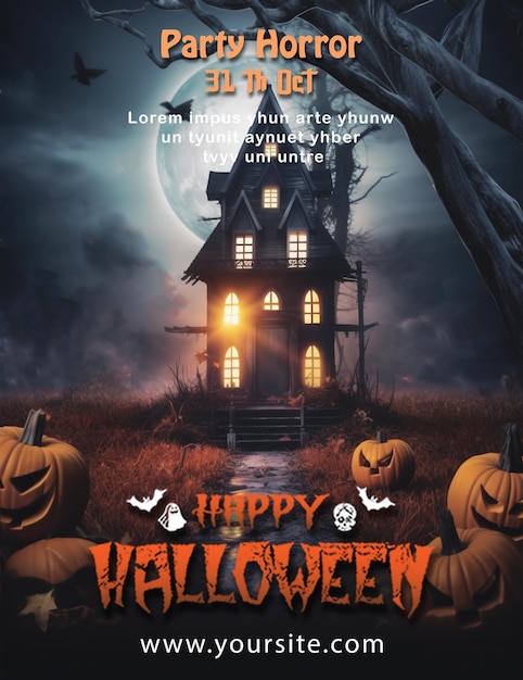 PSD gelukkig halloween poster viering ontwerp