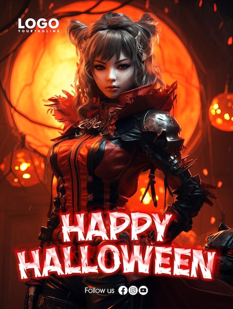 PSD gelukkig halloween-posterontwerp