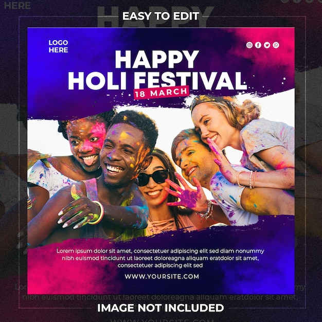 Gelukkig holi festival-ontwerpsjabloon