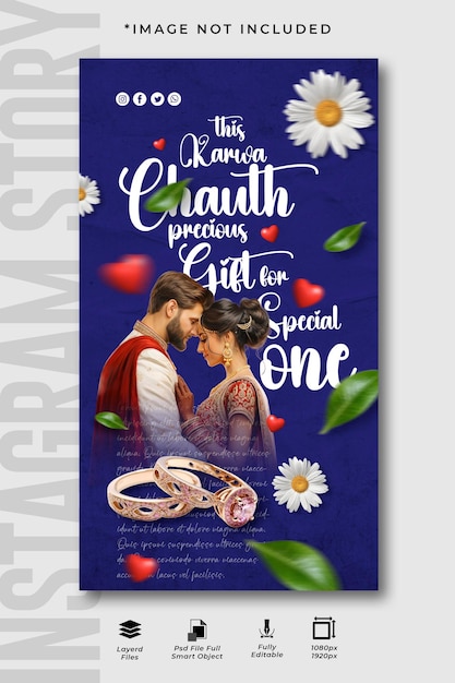 Gelukkig karwa chauth cadeau sociale media instagram-verhaal