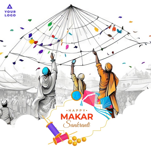 PSD gelukkig makar sankranti flayer