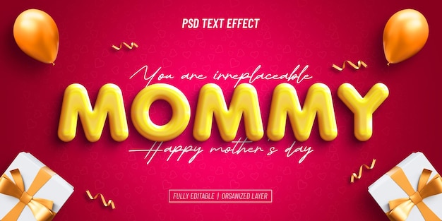 PSD gelukkig moederdag bewerkbaar tekst effect