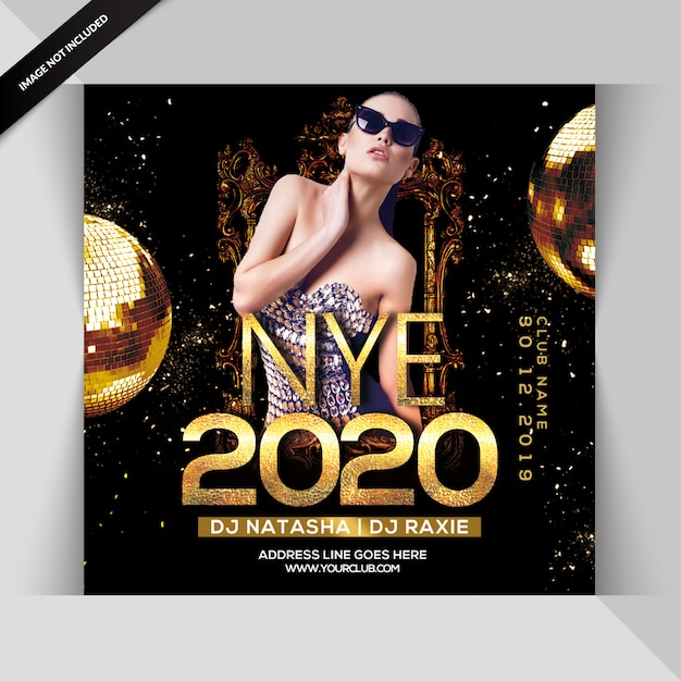 Gelukkig nieuwjaar 2020 nachtfeest flyer