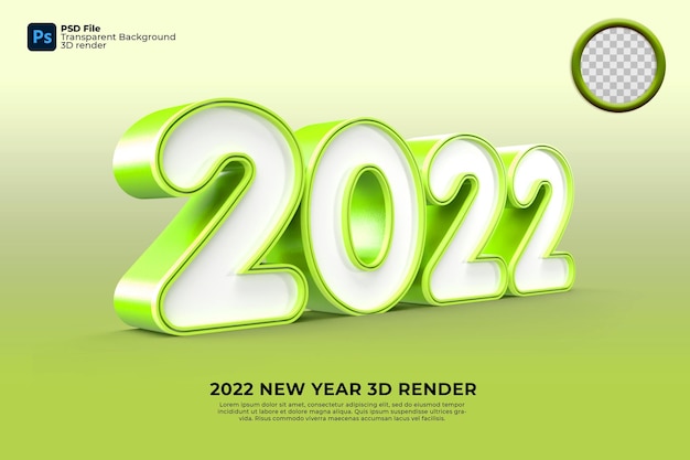 gelukkig nieuwjaar 2022 3d render groene kleur