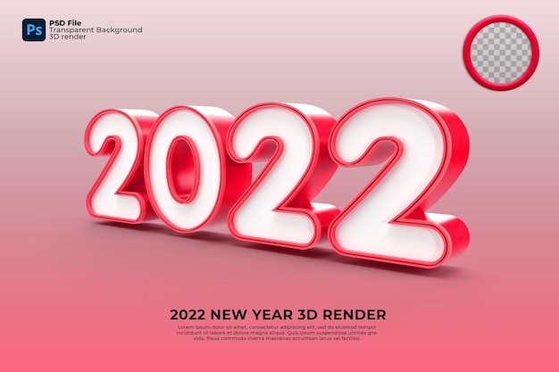 gelukkig nieuwjaar 2022 3d render rode kleur