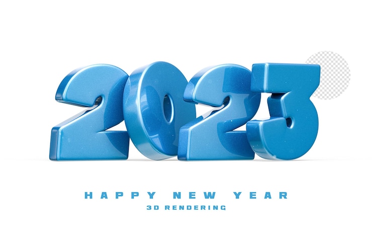PSD gelukkig nieuwjaar 2023 3d-nummer