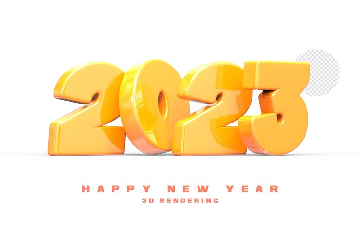 PSD gelukkig nieuwjaar 2023 3d-nummer