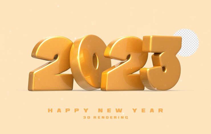 PSD gelukkig nieuwjaar 2023 3d-nummer