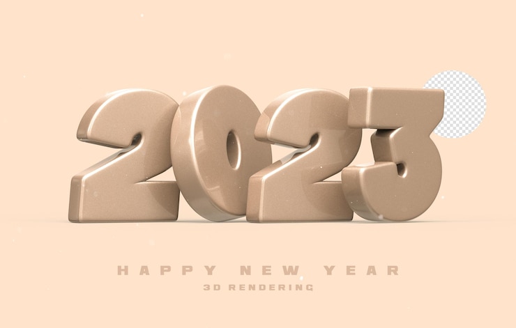 PSD gelukkig nieuwjaar 2023 3d-nummer
