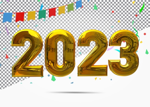 Gelukkig nieuwjaar 2023 3d render premium psd