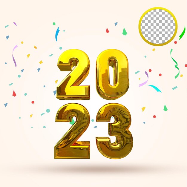 gelukkig nieuwjaar 2023 centrum 3d-sjabloon premium psd