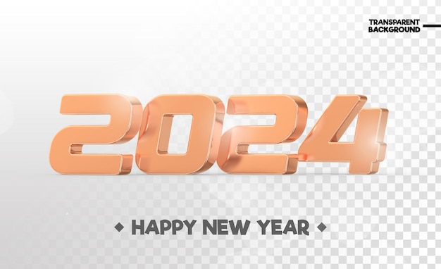 Gelukkig nieuwjaar 2024 nummer 3d render