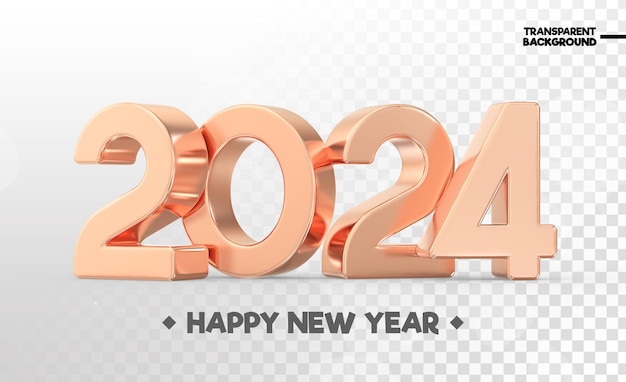 PSD gelukkig nieuwjaar 2024 nummer 3d render
