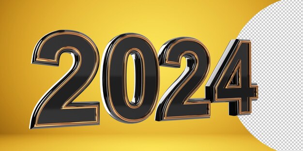 Gelukkig nieuwjaar 2024 op transparante achtergrond