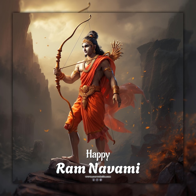 Gelukkig ram navami indiase hindoeïsme festival voor sociale media