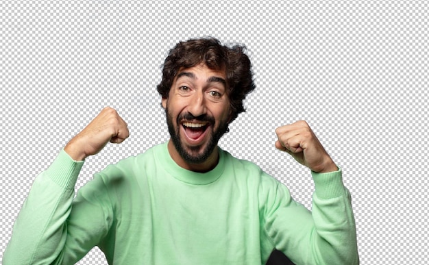 gelukkig voelen tevreden en krachtig buigen fit en gespierde biceps zien er sterk uit na de sportschool