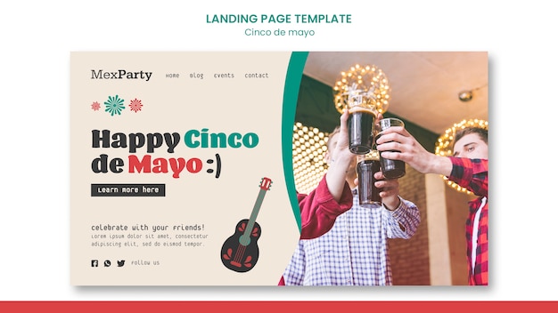 PSD gelukkige bestemmingspagina voor cinco de mayo